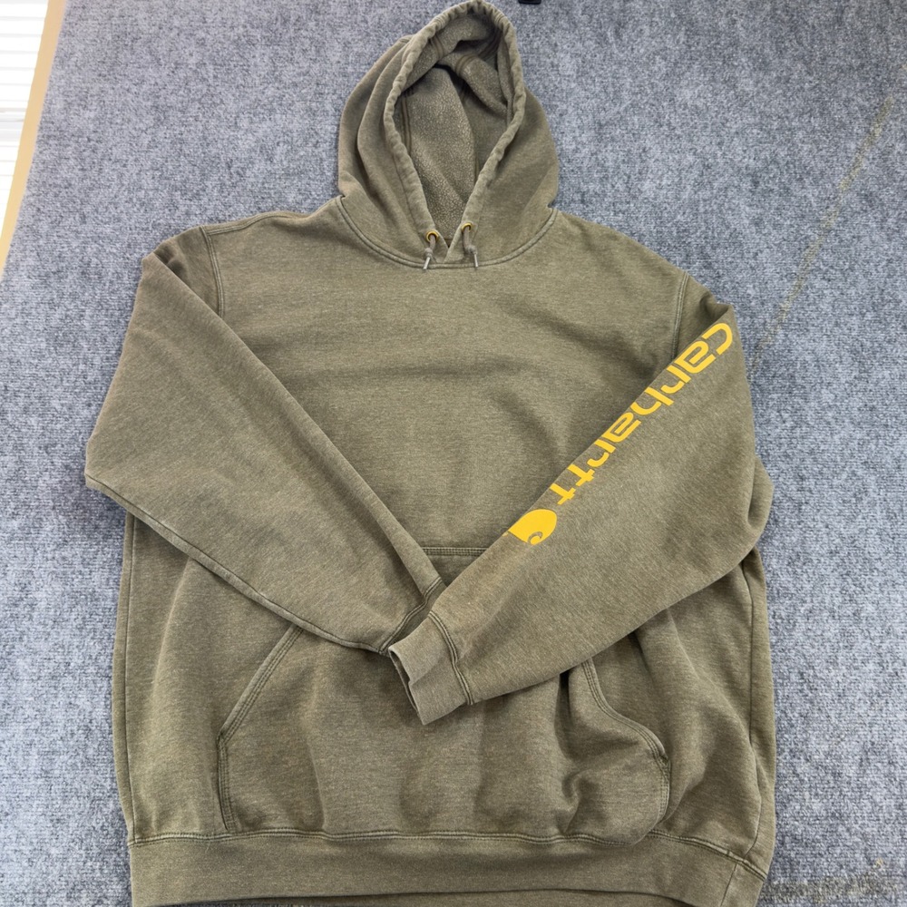 Carhartt K288-G39 Original Fit Logo Graphic Sleeve Hoodie Green Size XL